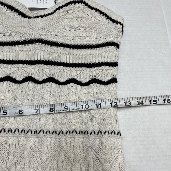 Olive + Oak Dress Womens L Ivory Crochet Knit Contrast Trim Maxi Boho Hippie - Picture 12 of 12